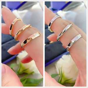 欧洲代购chaumet/尚美巴黎高圆圆素圈戒指 18k金 内镶钻 对戒婚戒