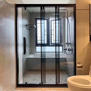 三门联动淋浴房定制隔断干湿分离浴室卫生间玻璃推拉移门送货安装