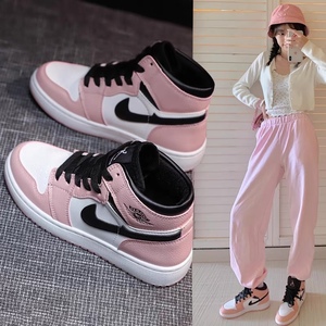 耐克板鞋官网旗舰正品高帮女鞋加绒棉鞋樱花粉鸳鸯运动跑步鞋女