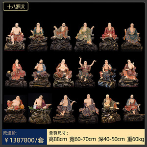 盛凡铜鎏金唐彩彩绘十八尊者铜像佛堂寺院供奉摆放十八罗汉佛像