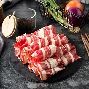 澳洲和牛m5肥牛肉卷烧烤家庭火锅后胸卷肥瘦均衡鲜嫩300g*4包