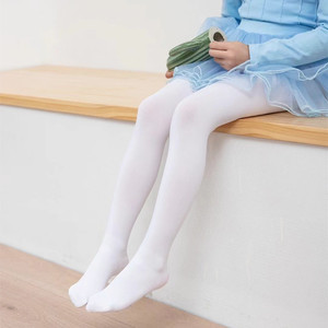 儿童舞蹈袜女童连裤袜练功专用春秋夏季薄款白色丝袜防滑跳舞袜子