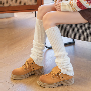 羊毛破洞袜套女堆堆袜长筒护腿套加长款袜子韩国秋冬潮袜靴套脚套