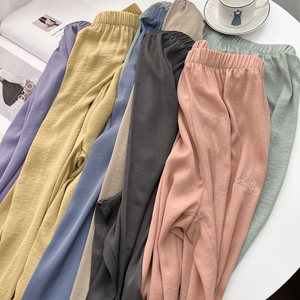 轻轻薄薄.冰丝凉凉裤女夏季薄款垂感飘逸宽松休闲束脚防蚊灯笼裤