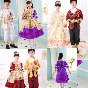 欧洲王子宫廷礼服英国贵族服装欧式男女儿童话剧王子服荷兰公主裙