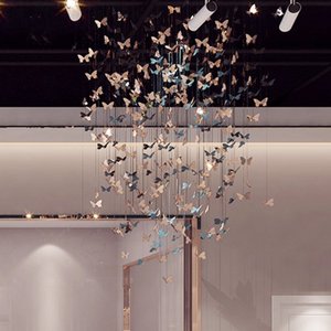 不锈钢蝴蝶吊饰会所商场中庭装饰珠宝店艺术装置空中餐厅创意挂件