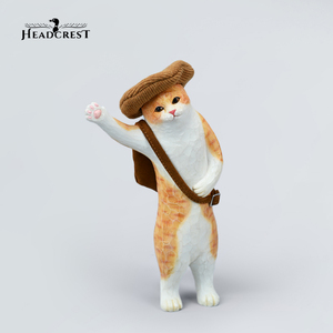 预售 Headcrest & JXK 木刻猫4.0招手猫咪雕像潮玩偶拟人动物手办