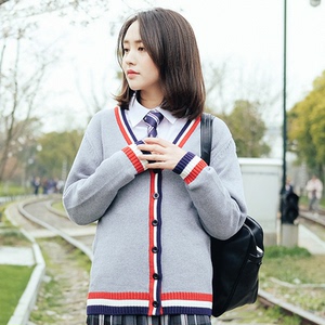 少女装学生毛衣春秋季日系全棉大学初高中班服英伦学院风校服开衫