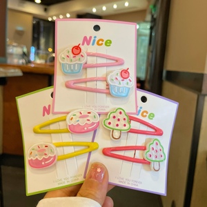新款韩版儿童可爱樱桃冰淇淋吐司甜甜圈发夹发卡女童宝宝皮筋头绳