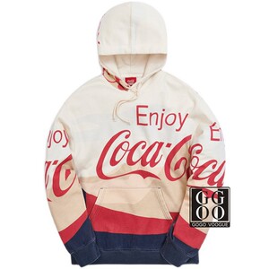 kith x coca-cola 可口可乐联名大logo满印拼接男女连帽衫卫衣潮