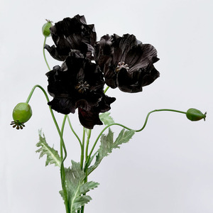 假花仿真黑罂粟丝花暗黑风少女主诱惑写真虞美人客厅冷色装饰摆件