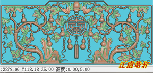 精雕图葫芦背板