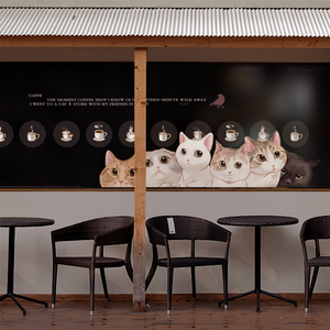 可爱猫咪创意咖啡店宠物店橱窗门店宿舍卧室隔断定制贴纸墙贴玻璃
