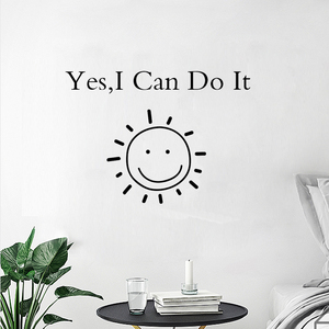 ins网红励志英文i can do it 阳光笑脸宿舍卧室书桌装饰墙贴