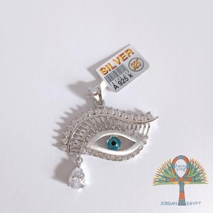 埃及进口手工银饰锆石星星水晶土耳其蓝眼睛个性设计女性项链吊坠