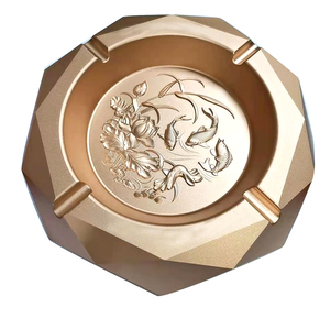 创意数控cnc精雕鲤鱼荷花全铝烟灰缸,私人定制奢华客厅专用