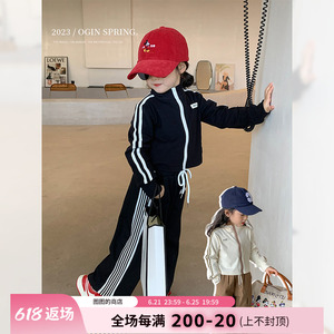 女童外套2024新款童装儿童春装韩版运动立领上衣休闲宝宝洋气外衣