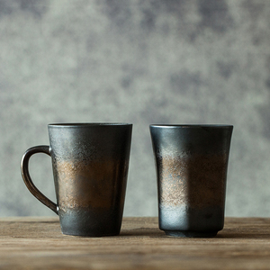 器昔|手工复古个性流釉金属感日式陶瓷马克杯咖啡杯子情侣对杯水