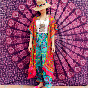 泰国印度尼泊尔民族风纯手工刺绣钉珠纱丽流苏波西米亚防晒开衫女