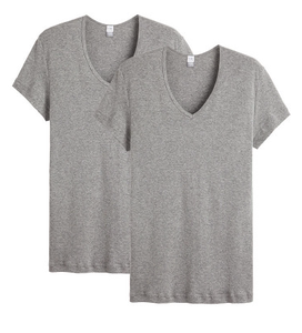 一件三抢t恤灰色男纯棉弹力短袖v领打底内衣全棉内穿男汗衫22503