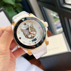gucci/古驰手表男女猫头夜光运动潜水橡胶表带古奇中性情侣石英表