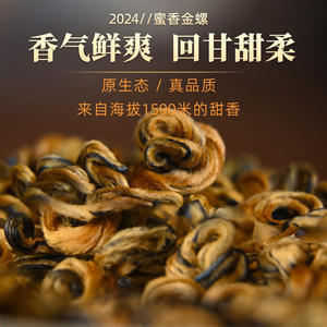 2024新茶 云南滇红金螺红碧螺红茶浓香型蜜香茶叶金丝 滇红茶250g