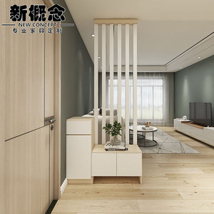 入户隔断玄关柜鞋柜一体 客厅屏风进门遮挡简约l型实木立柱装饰柜