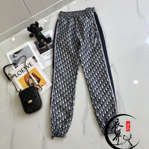 dior迪奥22新款经典老花满印字母提花拉链束脚裤男撞色休闲长裤女