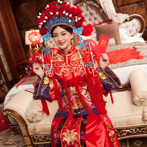 应采儿结婚秀禾服新娘长旗袍中式古装婚纱嫁衣龙凤褂绣和敬酒礼服