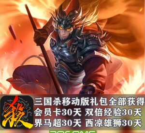 手游三国杀会 员30天1月武将界马超双倍经验激活码兑换码cdk礼包