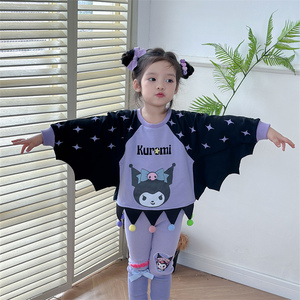 韩版女童卡通卫衣春秋卡通儿童库洛米蝙蝠袖蝴蝶翅膀长袖上衣外套