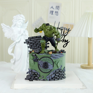绿巨人蛋糕装饰摆件复仇超人巨人儿童男孩生日派对装扮配件插件