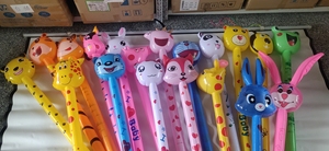 PVC充气玩具儿童动物头长棒吹气球长颈鹿新款定做卡通棒地推礼品