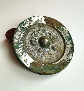 鼎麓 古玩收藏品 唐代海兽铜镜 青铜铜镜 直径12厘米