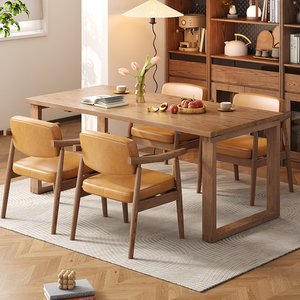 全实木餐桌北欧白蜡木原木长方形岛台一体大板桌莫比恩家用工作台