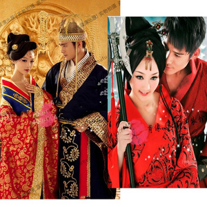 出租情侣古装摄影婚服纣王妲己英雄美人项羽虞姬吕布貂蝉印花服装