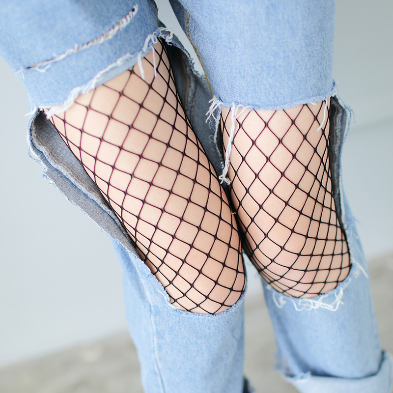 韩国网袜连裤袜渔网袜性感黑色网格丝袜鱼网袜夏季百搭牛仔裤潮女