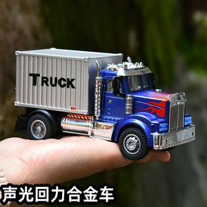 Q版合金车声光工程车模玩具灯光音乐回力车货车卡车环卫车垃圾车