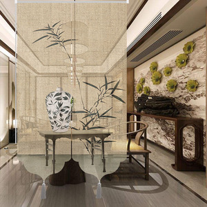 复古古风古韵艺术画升降卷拉式卷帘隔断帘窗帘软屏风书房客厅茶室