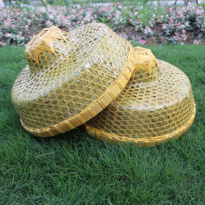 春夏季海南斗笠帽 渔民竹编斗笠帽子平顶防水环卫工人农民帽舞蹈