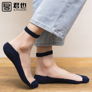 男士水晶丝袜棉底玻璃丝短筒男袜防脱丝薄款透气青年厂家袜子