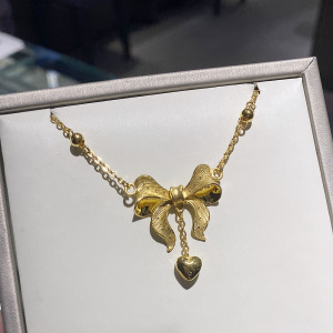 周大福正品国内专柜代购 蝴蝶结项链 黄金项链 足金链礼物 一体链
