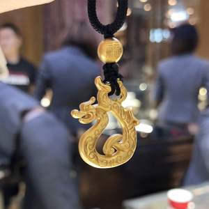 周大福 国内专柜折扣代购 传承系列龙凤呈祥龙凤玉佩足金黄金吊坠
