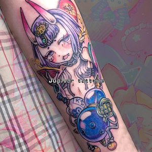 满15元包邮 日式酒吞童子可爱花臂纹身贴防水 女 持久ins风暗黑