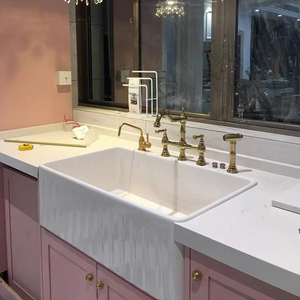 30英寸厨房火泥陶瓷水槽农舍半嵌入式洗菜盆洗衣盆前置白色大单槽