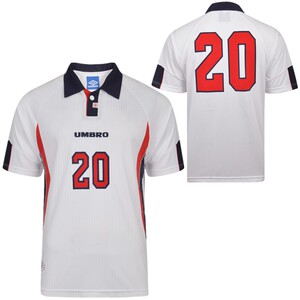 冷门足球u记官方98法国世界杯英格兰植绒20号欧文短袖球衣纪念服