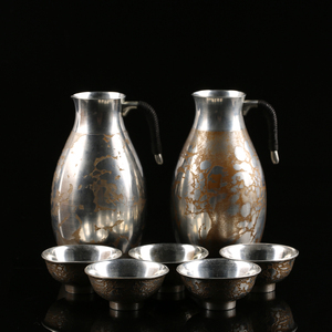 日本进口锡器锡半老铺造锡制酒器套装复古德利酒壶温酒器酒杯套组