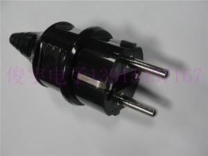 厂家出售欧标德标法式韩式250V16A两脚圆形接线电源黑色工业插头