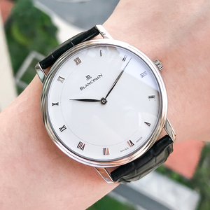 (钟表世家)宝珀blancpain18k白金自动机械机芯男士手表男表 超簿