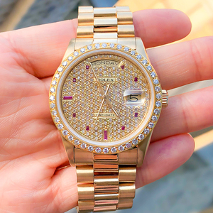 (钟表世家)rolex劳力士18k黄金自动机械满天星镶钻石男表